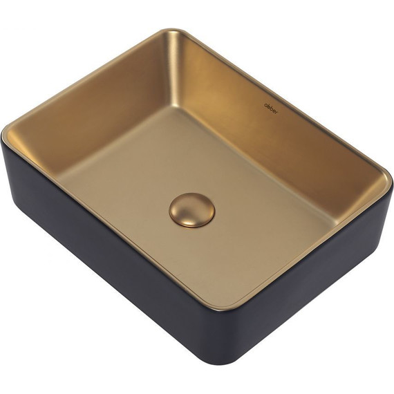 Раковина-чаша Abber Rechteck 48 см AC2212BG, золото матовое/черный фото 4