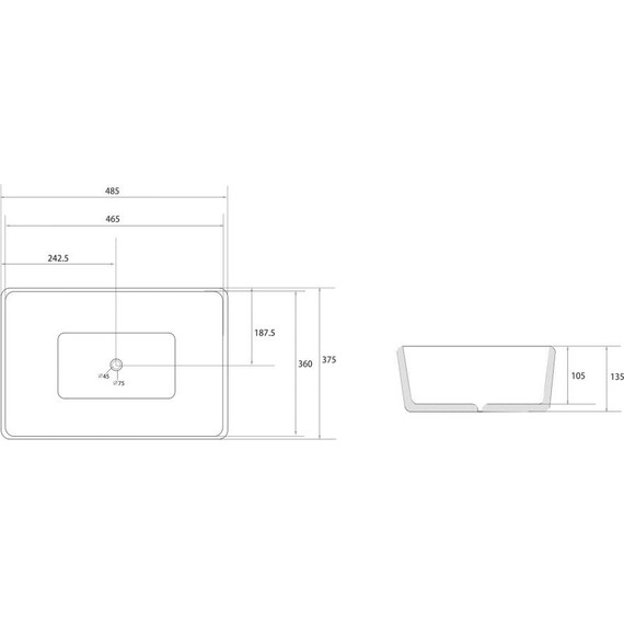 Раковина-чаша Abber Rechteck 48 см AC2212BG, золото матовое/черный фото 5