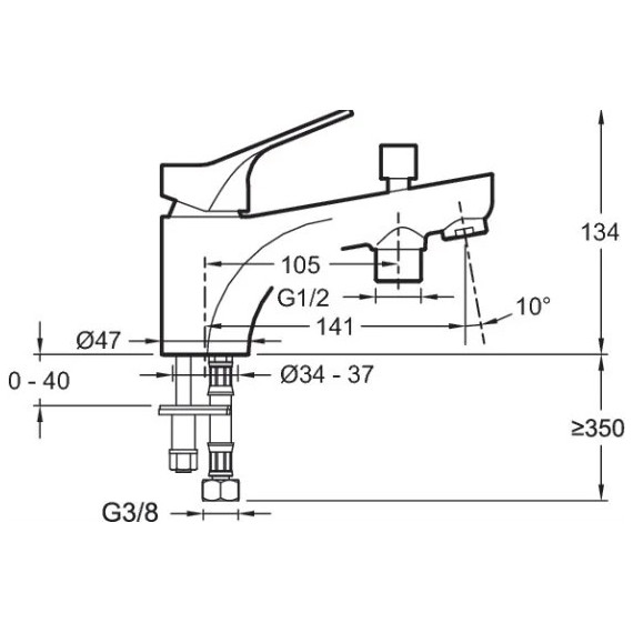 Смеситель для ванны Jacob Delafon Brive E75769-CP фото 2