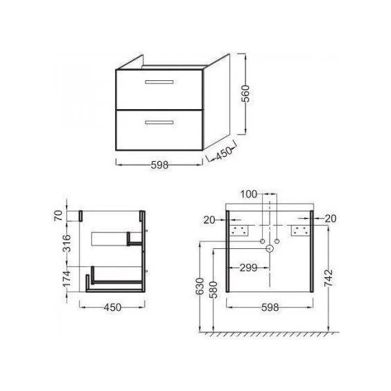 Тумба подвесная с раковиной Jacob Delafon Ola 60 см EB390RU-NR, темный дуб - 4 Тумба подвесная с раковиной Jacob Delafon Ola 60 см EB390RU-NR, темный дуб фото 4