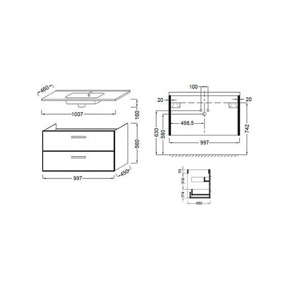 Тумба подвесная с раковиной Jacob Delafon Ola 100 см EB392RU-NR, темный дуб - 5 Тумба подвесная с раковиной Jacob Delafon Ola 100 см EB392RU-NR, темный дуб фото 5