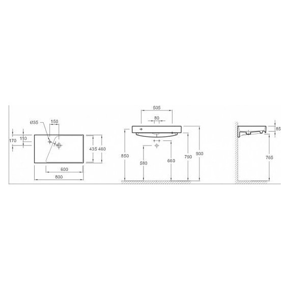 Тумба подвесная с раковиной Jacob Delafon Rythmik 80 см EB1309-E70, арлингтонский дуб фото 3