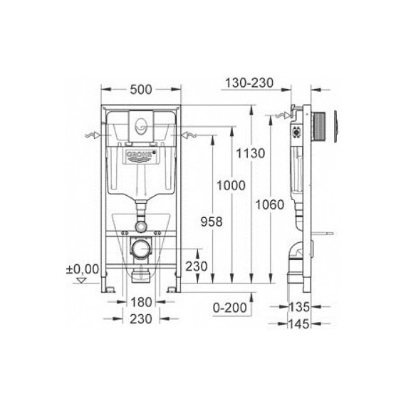 Инсталляция для унитаза Grohe Rapid SL 38721001 с панелью смыва Skate Air, хром - 3 Инсталляция для унитаза Grohe Rapid SL 38721001 с панелью смыва Skate Air, хром фото 3