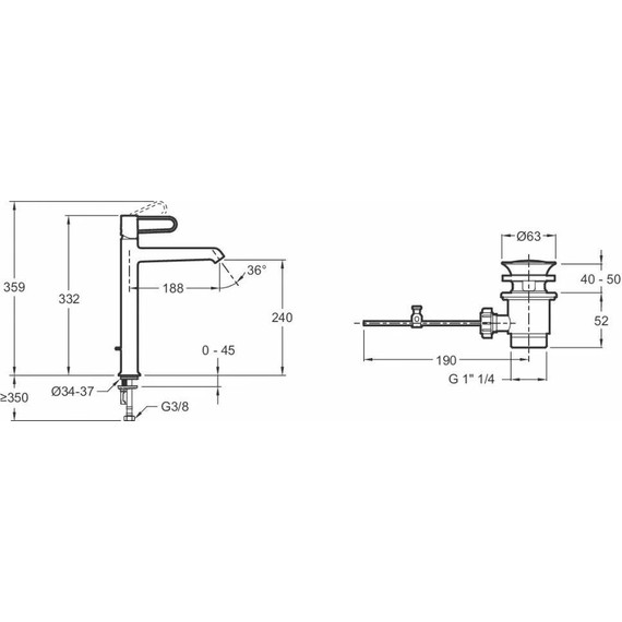Смеситель для раковины высокий Jacob Delafon Odeon Rive Gauche E21030-00-CP, хром/белый - 2 Смеситель для раковины высокий Jacob Delafon Odeon Rive Gauche E21030-00-CP, хром/белый фото 2