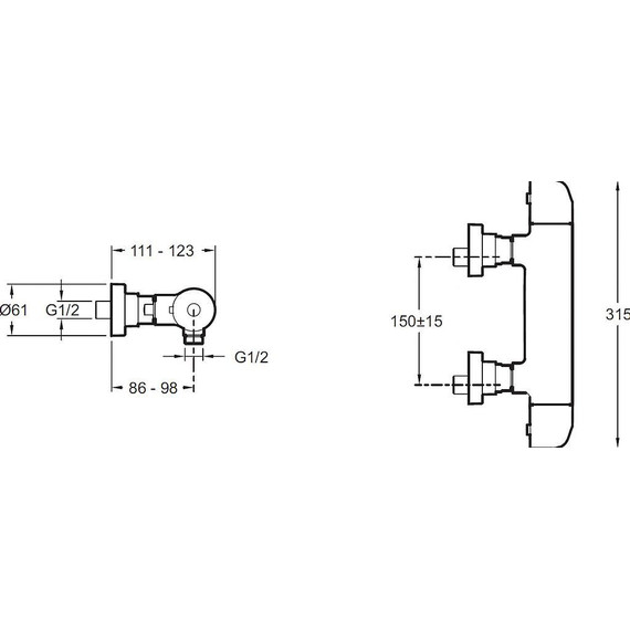 Смеситель для душа с термостатом Jacob Delafon Villette E23720-CP фото 2