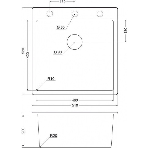 Кухонная мойка Emar EMQ-1510.Q, алмаз, Цвет производителя: алмаз фото 2