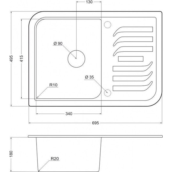 Кухонная мойка Emar EMQ-1695.Q, алмаз, Цвет производителя: алмаз фото 2