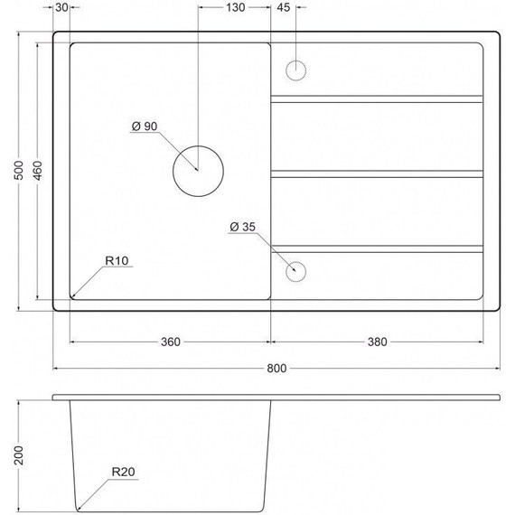 Кухонная мойка Emar EMQ-1800.Q, алмаз, Цвет производителя: алмаз фото 2