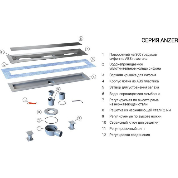 Трап Vincea Say Anzer Duz 80 см SAY.72.2.80.STN, сатин, Цвет производителя: сатин, Размер трапа: 800 фото 4