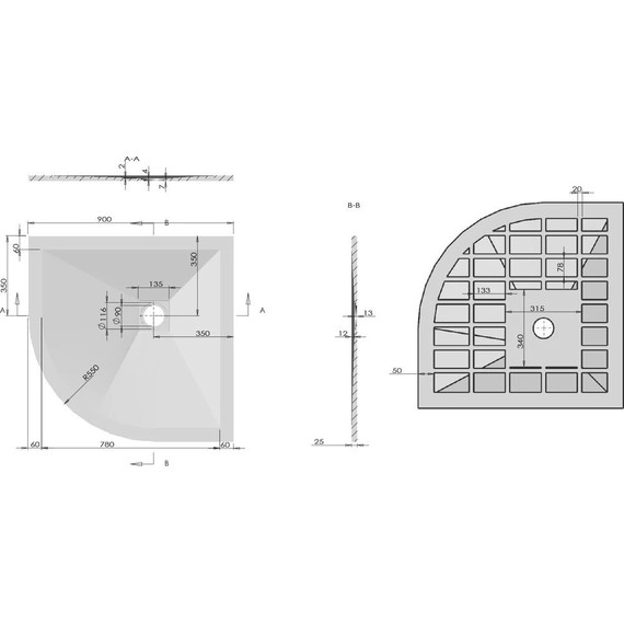 Поддон каменный Vincea 90х90 см VST-4SQ9090G, серый фото 5