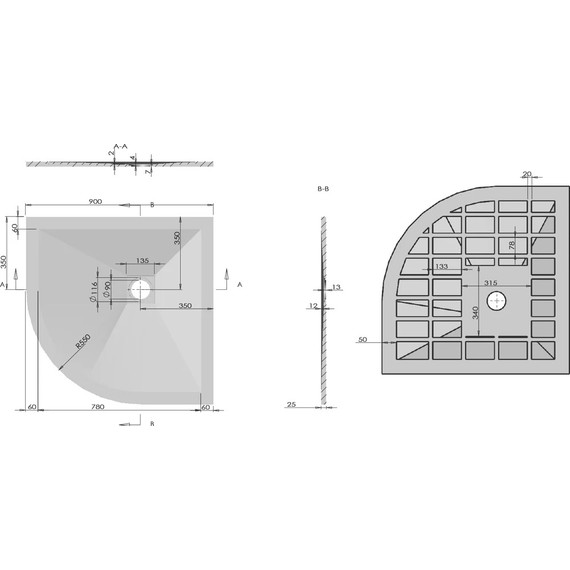 Поддон каменный Vincea 90х90 см VST-4SQ9090W, белый матовый фото 5