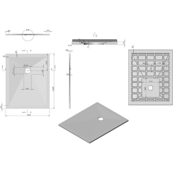 Поддон каменный Vincea 100х80 см VST-4SR8010A, антрацит - 5 Поддон каменный Vincea 100х80 см VST-4SR8010A, антрацит фото 5