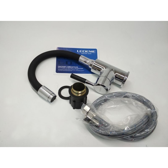 Смеситель для раковины Ledeme L1399-2, хром/чёрный - 2 Смеситель для раковины Ledeme L1399-2, хром/чёрный фото 2