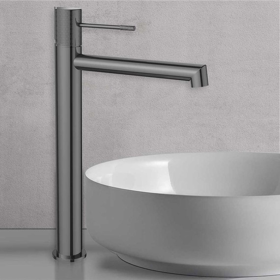 Смеситель для раковины высокий Vincea Desire VBF-1D2GM, вороненая сталь фото 2