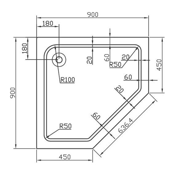 Поддон акриловый Vincea 90х90 см VST-2AP-9090 фото 3