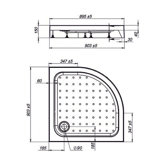 Поддон акриловый Vincea 90х90 см VST-3AQ-9090 фото 2