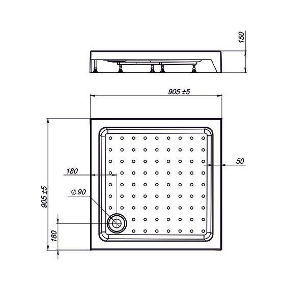 Поддон акриловый Vincea 90х90 см VST-3AS-9090 фото 2