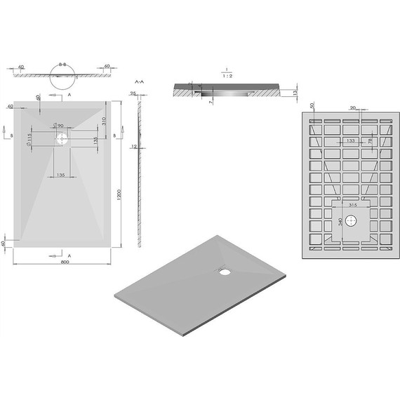 Поддон каменный Vincea 120х80 см VST-4SR8012A, антрацит - 5 Поддон каменный Vincea 120х80 см VST-4SR8012A, антрацит фото 5