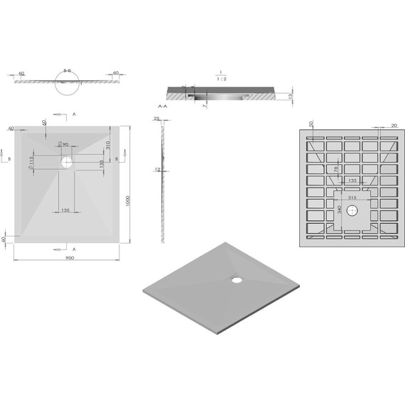 Поддон каменный Vincea 100х90 см VST-4SR9010G, серый - 5 Поддон каменный Vincea 100х90 см VST-4SR9010G, серый фото 5