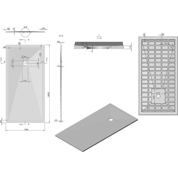 Поддон каменный Vincea 180х90 см VST-4SR9018W, белый матовый - 5 Поддон каменный Vincea 180х90 см VST-4SR9018W, белый матовый фото 5
