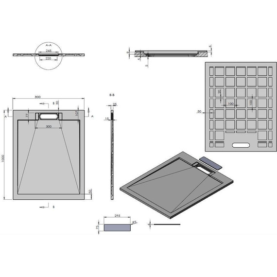Поддон каменный Vincea 100х80 см VST-4SRL8010G, серый - 4 Поддон каменный Vincea 100х80 см VST-4SRL8010G, серый фото 4