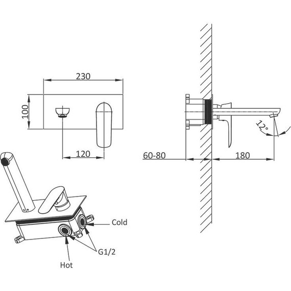 Смеситель для раковины настенный Vincea Esse VBFW-1E1CH фото 4