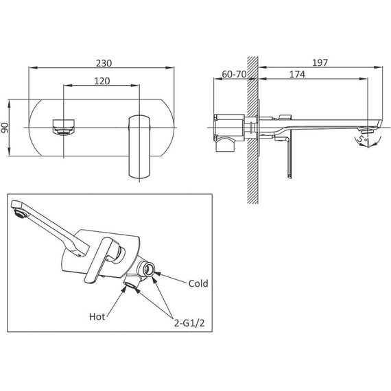 Смеситель для раковины настенный Vincea Next VBFW-1N1CH фото 4