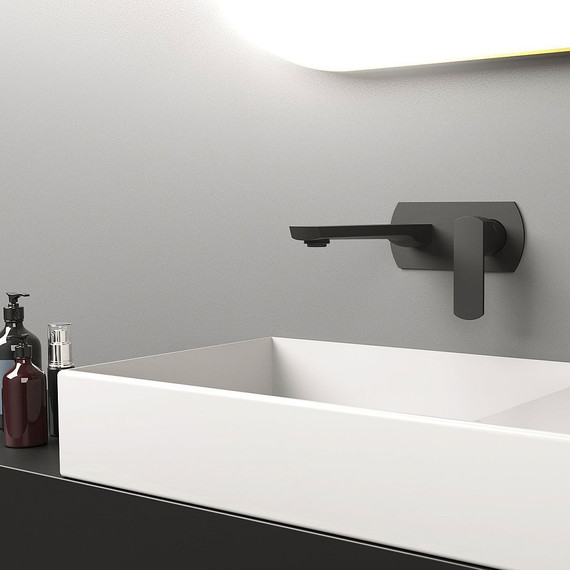 Смеситель для раковины настенный Vincea Next VBFW-1N1MB, черный матовый фото 3