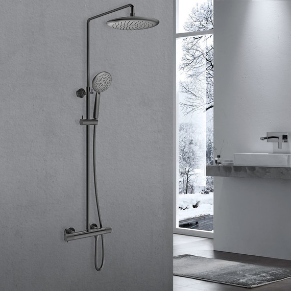 Душевая стойка с термостатом Vincea Desire VSFS-1D0TGM, вороненая сталь фото 2