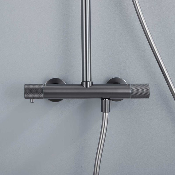 Душевая стойка с термостатом Vincea Desire VSFS-1D0TGM, вороненая сталь фото 6