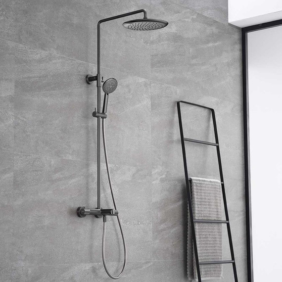 Душевая стойка с термостатом Vincea Desire VSFS-1D1TGM, вороненая сталь - 2 Душевая стойка с термостатом Vincea Desire VSFS-1D1TGM, вороненая сталь фото 2