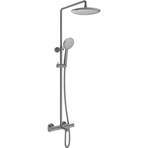 Душевая стойка с термостатом Vincea Desire VSFS-1D1TGM, вороненая сталь фото 