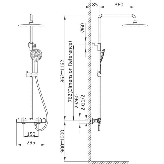 Душевая стойка с термостатом Vincea Esse VSFS-1E0TCH фото 9