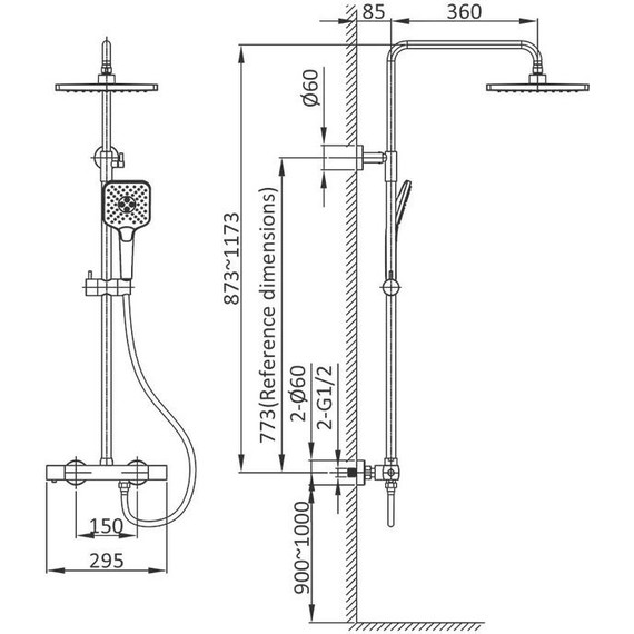 Душевая стойка с термостатом Vincea Next VSFS-1N0TCH фото 10