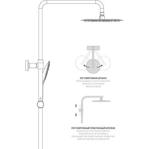 Душевая стойка с термостатом Vincea Next VSFS-1N0TCH фото 6