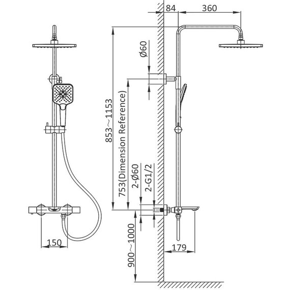 Душевая стойка с термостатом Vincea Next VSFS-1N1TCH фото 10