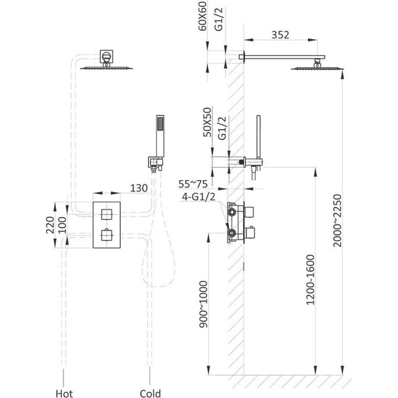 Душевая система для душа с термостатом Vincea VSFW-102TCH - 8 Душевая система для душа с термостатом Vincea VSFW-102TCH фото 8