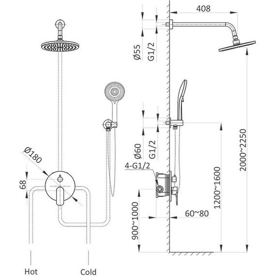 Душевая система для душа Vincea Desire VSFW-1D1MB, черный матовый - 5 Душевая система для душа Vincea Desire VSFW-1D1MB, черный матовый фото 5