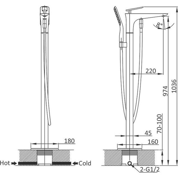 Смеситель для ванны Vincea VTF-102CH фото 11