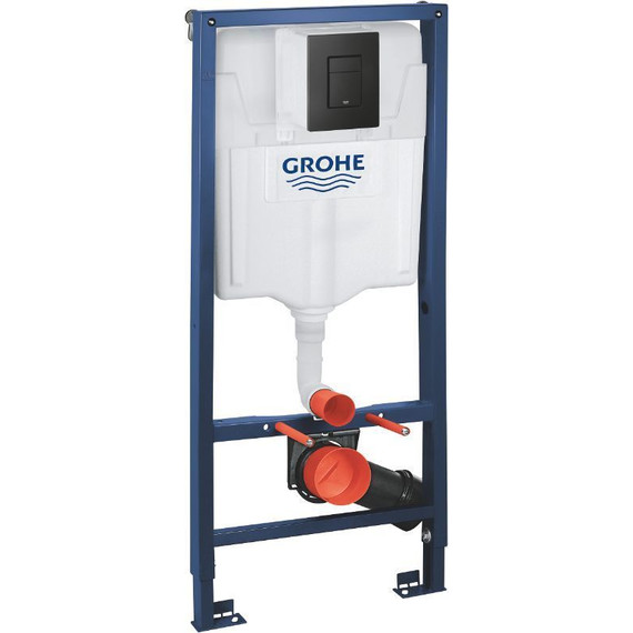 Инсталляция для подвесного унитаза Grohe Solido 38811KF0 (кнопка чёрная матовая), Цвет производителя: чёрный матовый фото 