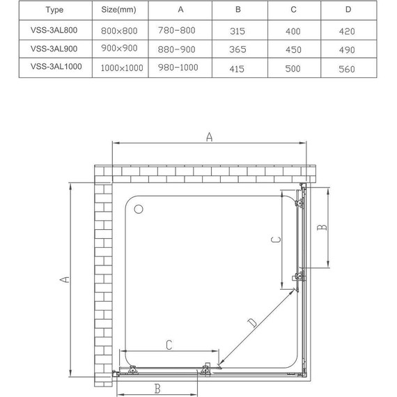 Душевое ограждение Vincea Alpha 90x90 см VSS-3AL900MT, хром/текстурное фото 11
