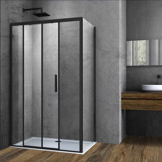 Душевое ограждение Vincea Soft 110х90 см VSR-3SO9011CLB, черный/прозрачное фото 