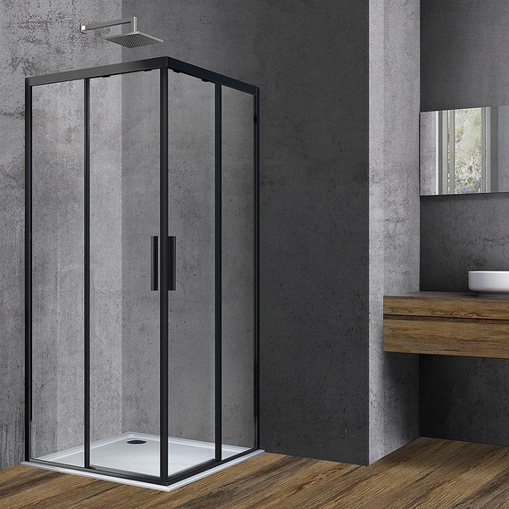 Душевое ограждение Vincea Soft 100х100 см VSS-3SO100CLB, черный/прозрачное фото 