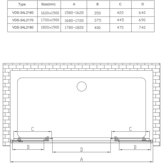 Душевая дверь Vincea Alpha 160 см VDS-3AL2160MT, хром/текстурное фото 8