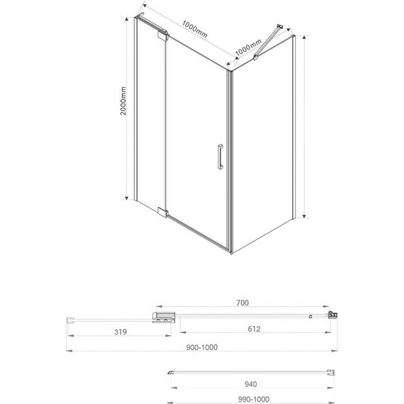 Душевое ограждение Vincea Extra 90-100x100 см VSR-1E901010CL (стекло 8 мм), хром/прозрачное фото 4