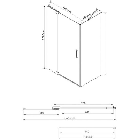 Душевое ограждение Vincea Extra 100-110x80 см VSR-1E101180CL (стекло 8 мм), хром/прозрачное - 4 Душевое ограждение Vincea Extra 100-110x80 см VSR-1E101180CL (стекло 8 мм), хром/прозрачное фото 4