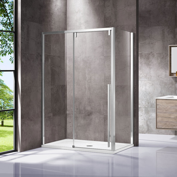 Душевое ограждение Vincea Lugano 150x100 см VSR-1L1015CL-1 (стекло 8 мм), хром/прозрачное фото 
