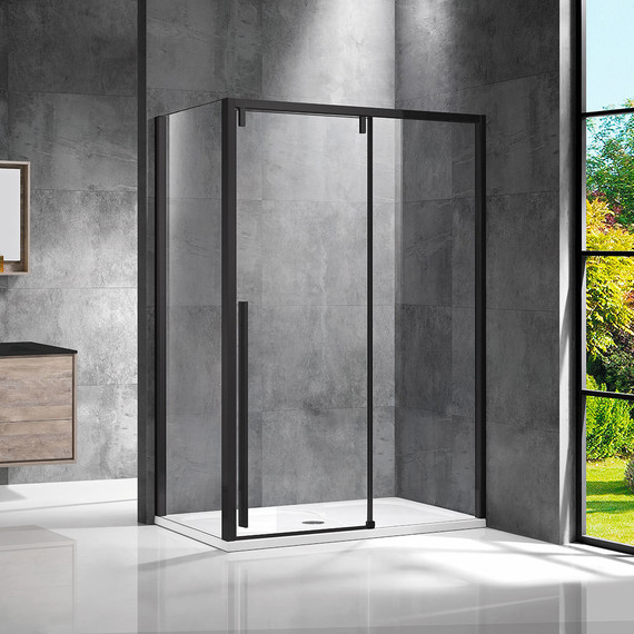 Душевое ограждение Vincea Lugano 130x100 см VSR-1L1013CLB-1 (стекло 8 мм), черный/прозрачное фото 