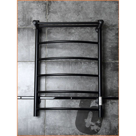 Полотенцесушитель электрический Тругор Пэк сп 5 ВГП с полкой П6 500х800 мм, чёрный (возможность скрытого подключения) 00-00042758 фото 3