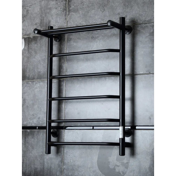 Полотенцесушитель электрический Тругор Пэк сп 6 ВГП с полкой П6 500х800 мм, чёрный (возможность скрытого подключения) 00-00042768 фото 2